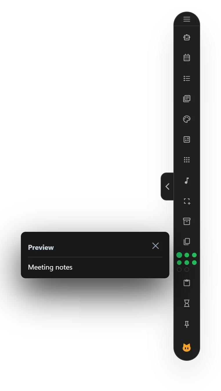 Clipboard Manager slots on the KoBar bar, with a preview bubble showing a copied item.