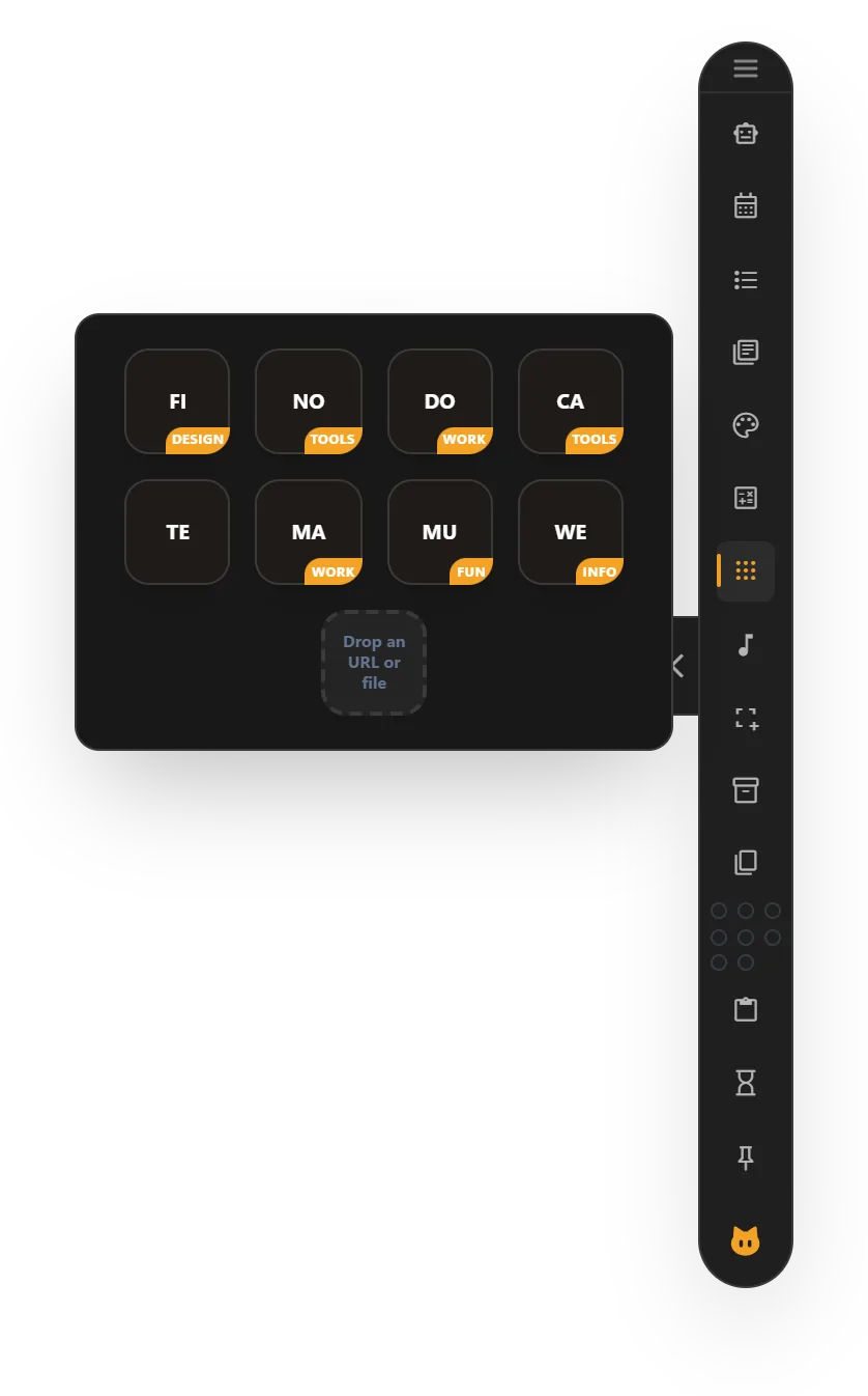Shortcuts showing a grid of app icons next to the KoBar bar.